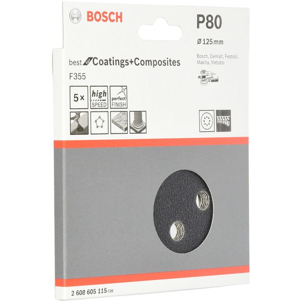 Bosch 2608605115 125 mm Sanding Sheets for Random Orbit Sanders