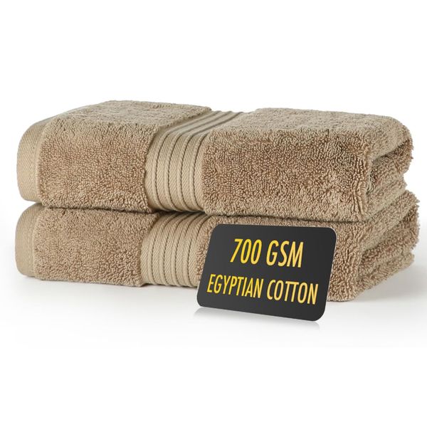 ALSAP Brown Hand Towels Pack of 2 - Ultra Soft Super Absorbent 700 GSM Egyptian Cotton Towels - Bathroom Linen Sets - Luxury Hotel Quality Cotton Hand Towels Set Convenient Size 50x90 cm