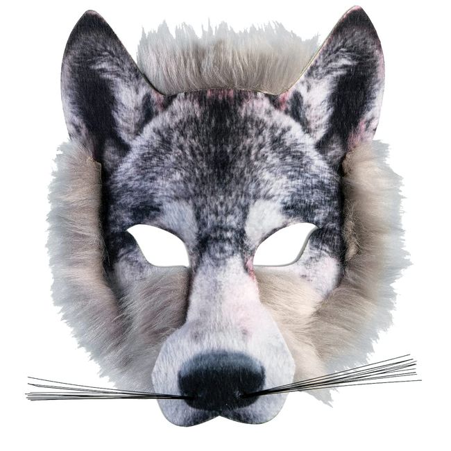 Forum Novelties X78180 Wolf Realistic Fur Face Mask, Grey, One Size World Book Day