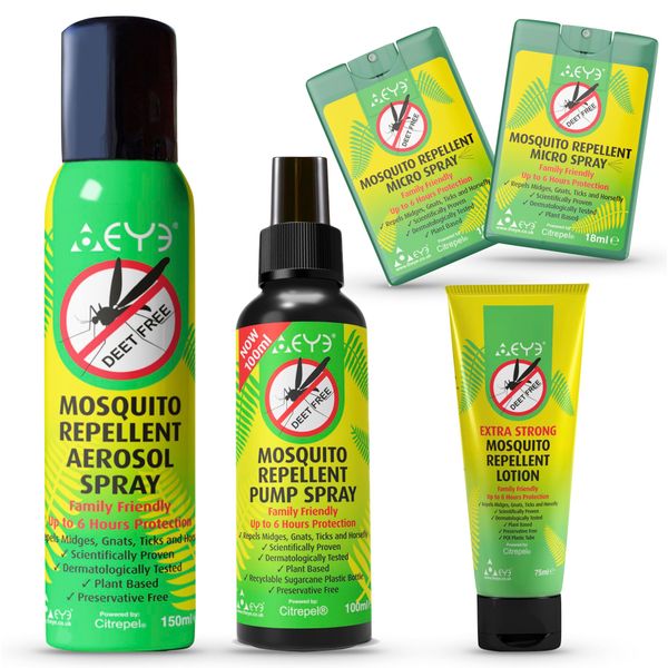 THEYE Mosquito Repellent Extreme Traveler Pack - Natural, Preservative Free - Family Friendly Insect Repellent DEET Free - Maximum Strength Tick & Midge Repellent Travel Pack