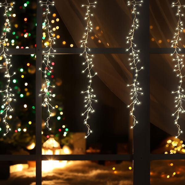 The Christmas Workshop 70439 Waterfall Curtain Chaser Lights / 240 Warm White LEDs / 8 Light Modes / Speed Control / Indoors & Outdoors Suitable / 5m Lead Wire / IP44 Waterproof Lights