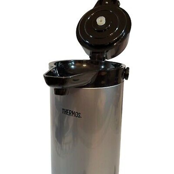 Thermos Air Pot Stainless Steel 2Qt 1.9L Pump Coffee Server Swivel glass thermos