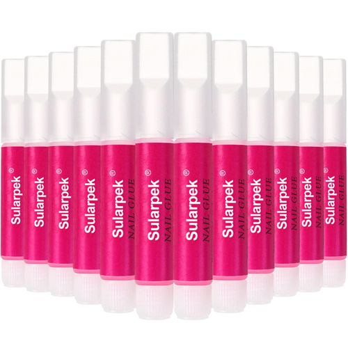 Sularpek 12 Pcs Colla Per Unghie Finte, Forte Colla Per Unghie Finte, Super Adesivo per Nail Art, Super Forte Colla Unghie Tip Unghie per Unghie Artificiali e Decorazioni Strass