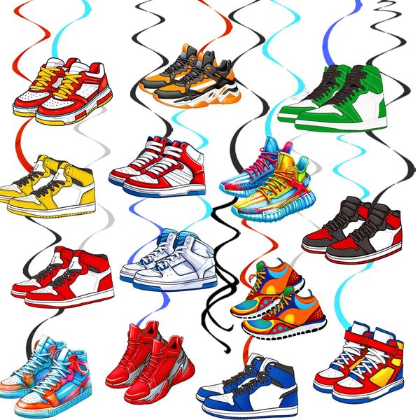 Sneaker Hanging Swirls Sneaker Birthday Party Decorations 20Pcs Sport Sneaker Shoes Ceiling Swirls Basketball Sneaker Party Hanging Streamer Decorations for Shoes Theme Baby Shower Supplies