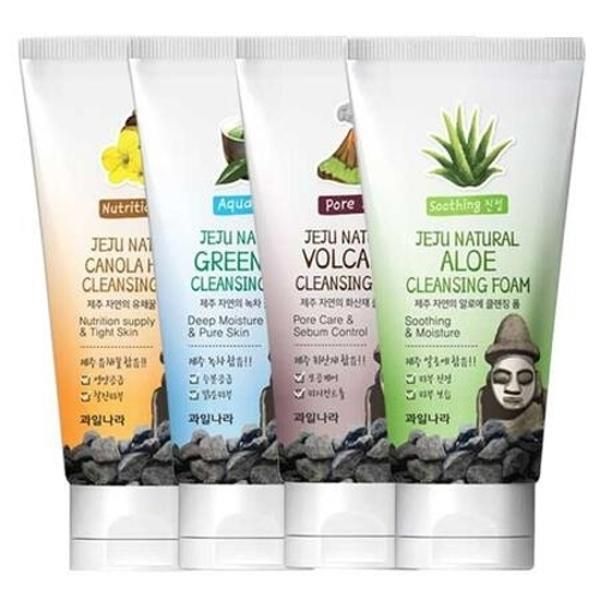 Jeju Nature Foam Cleansing 4-piece set / Green tea + rapeseed honey + aloe + volcanic ash fw