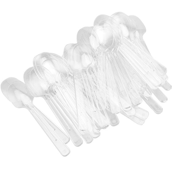 SINJEUN 400 PCS Mini Dessert Spoons, Small Plastic Spoons Clear Spoons Lightweight Teaspoons Reusable Spoons for Party, New Year, Dessert House