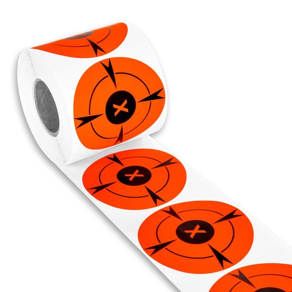 Highwild 250 Pack of 3-inch Fluorescent Orange Bullseye Adhesive Target Stickers - Suitable for Handguns, Rifles, BB Guns, Airsoft, Pellet Guns