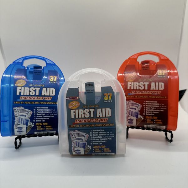 3 x 37pc Travel First Aid Kits Emergency & Medical Supplies For Purse Car Office