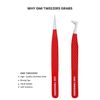 Professional Eyelash Extension Tweezers - Fiber Tip Stainless Steel Eyelash Extension - Pack of 2 Eyelashes Extension Tweezers – Lash Tweezers for Eyelash Extensions (RED)