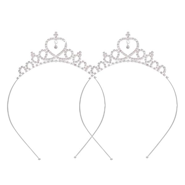 HNJUSR Prinzessin Krone Tiara, 2 Stück Mädchen Stirnband Haarreifen Tiara Strass Kristall Perle Tiara Tiara Kopf Krone Hoop Tiara für Frauen Mädchen Hochzeit Abschlussball Party