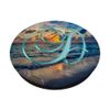 D Teal Beach Ocean Waves Sand Sunset Monogram Initial Letter PopSockets Swappable PopGrip