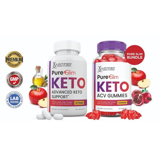 Pure Slim Keto ACV Gummies 1000mg & Keto ACV Pills 1275MG Bundle