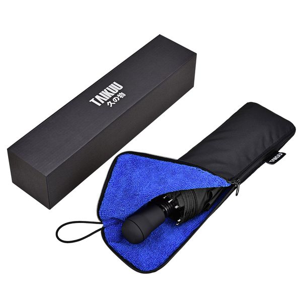 Taikuu Folding Umbrella, Lightweight, Durable, Teflon, Ultra-Water-Repellent, Compact, for Both Rain or Shine, Manual Open/Close, with Umbrella Cover, T10 Black, 10本骨