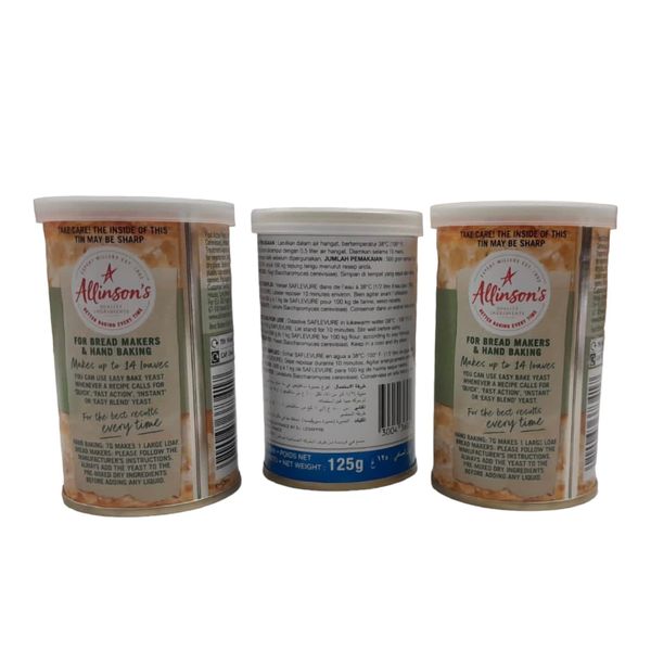 Allinson | Easy Bake Yeast Tin Buy 2X100G Get SAF Active Yeast 125g Free | Fast Action Yeast | Makes up to 14 loaves | Quality ingredients | Suitable for vegetarians and vegans