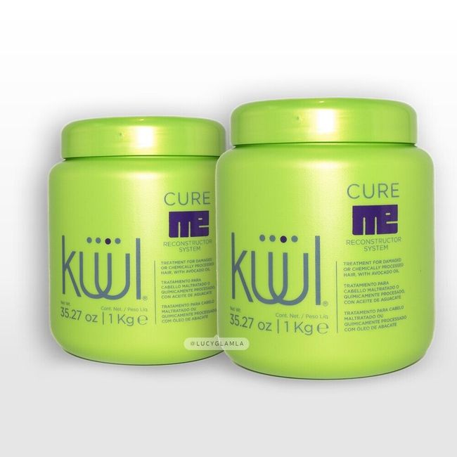 2 PACK KUUL RECONSTRUCTOR SYSTEM CURE ME TREATMENT HAIR 35.2 ea OZ AVOCADO