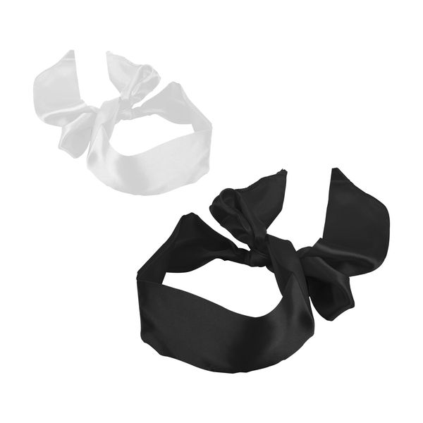 Rumyve 2pcs Silk Satin Eye Mask Silk Eye Mask Soft Blind Fold,Adults Play Home Travel Office Using Role Play(Black&White)