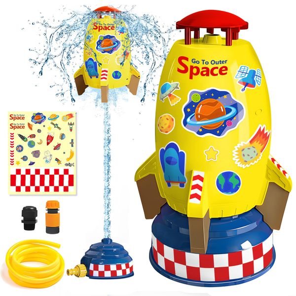 ROHSCE Water Rocket Sprinkler for Kids, Launch Water Rocket Kids Water Toys for The Backyard Rocket Sprinkler Toy Outdoor Kids' Toys Water Summer Water Toys for Kids Ages 3-12 (with Water Pipe)