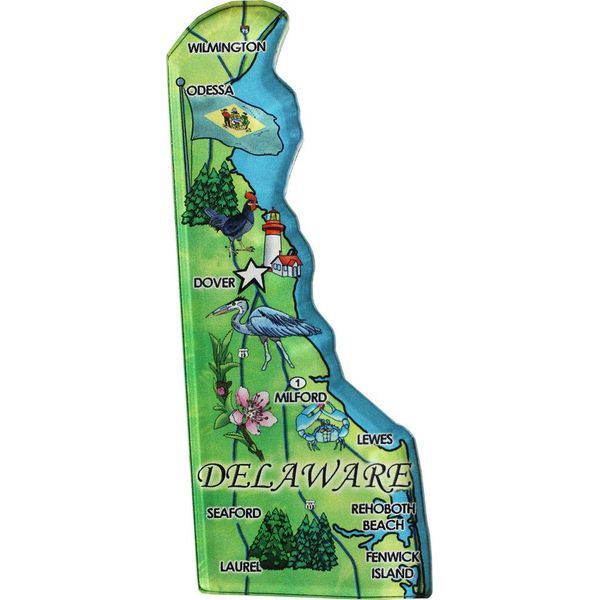 Delaware - Acrylic State Map Refrigerator Magnet