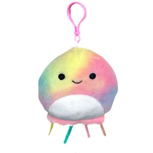 Squishmallows Official Kellytoy 3.5 Inch Clip On Bag Keychain Backpack Clips Squishy Soft Plush Toy Animal (Janet Jellyfish)