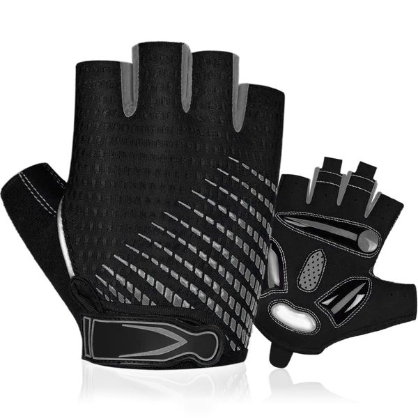 BTNEEU Fingerlose Fahrradhandschuhe mit Gel Halbfinger Radsport Handschuhe für Damen und Herren, Atmungsaktiv Rutschfestes Rennrad Handschuhe Männer für Mountainbike Training Fitness Sport (grau, M)