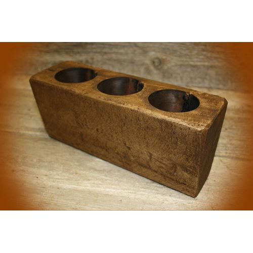 3 Hole Wooden Sugar Mold Wood Candle Holder Primitive Vintage Cast Iron Supplies for Home Decor by CharmingSS (with NO Screws)