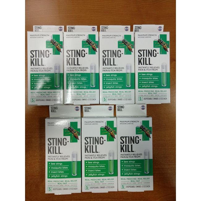 7 Boxes: Sting Kill Max Strength Insect Bite Pain Swabs Exp. 4/25 -(0503)