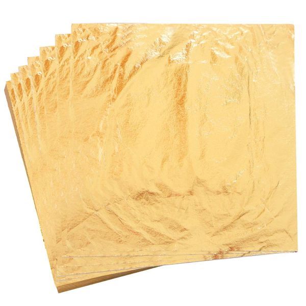 YongBo Gold Leaf Sheets, 100 pc 5.5" Gold Foil Paper for Arts Craft, Painting, Gilding, Slime, Nail Design, Furniture Decoration