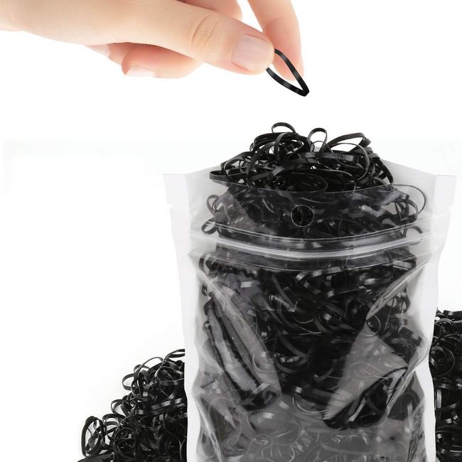 YOUOWO Rubber Bands, Approx. 16.7 oz (500 g), Elastic Band, Folding Diameter 1.4 inches (35 mm), Elastic Band, For Kids, Hair Band, Hairstyle, Polyurethane, Rubber Band, Silicone Black, Small Black