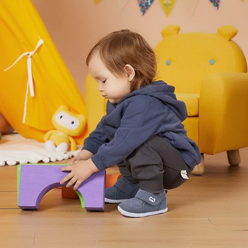 Baby Shoes Boy Girl Sneakers Winter Warm High Top Non Slip First Walking Infant Shoes 6 9 12 18 24 Months Grey Size 6-12 Months Infant