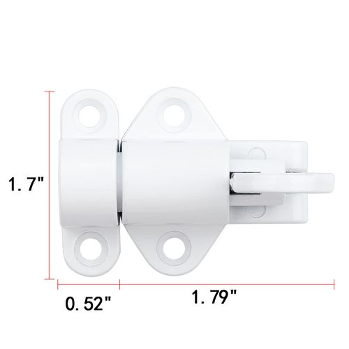 INIRET 2 Packs Self-Closing Latches，White Spring Door Lock，Resilient Bolt Latch Aluminum Alloy Safety Automatic Spring Barrel Slide Door Lock with Screws,Used for Gate,Window and Cabinet etc