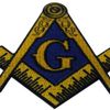 Masonic Logo Embroidered Iron On / Sew On Patch, Yellow and Blue