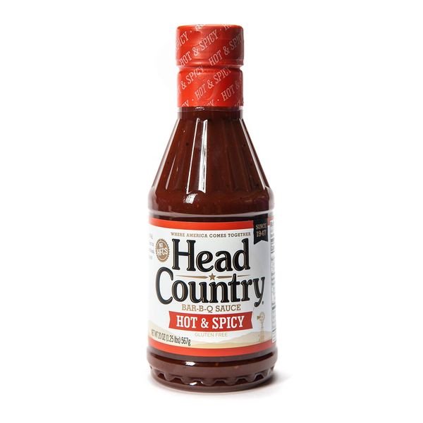 Head Country Bar-B-Q Sauce, Hot & Spicy | Soy Free, Gluten Free Spicy BBQ Sauce With No Added Preservatives | Spicy & Tangy Championship Barbecue Sauce For Pizza, Spuds & Wings | 20 Ounce, Pack of 1