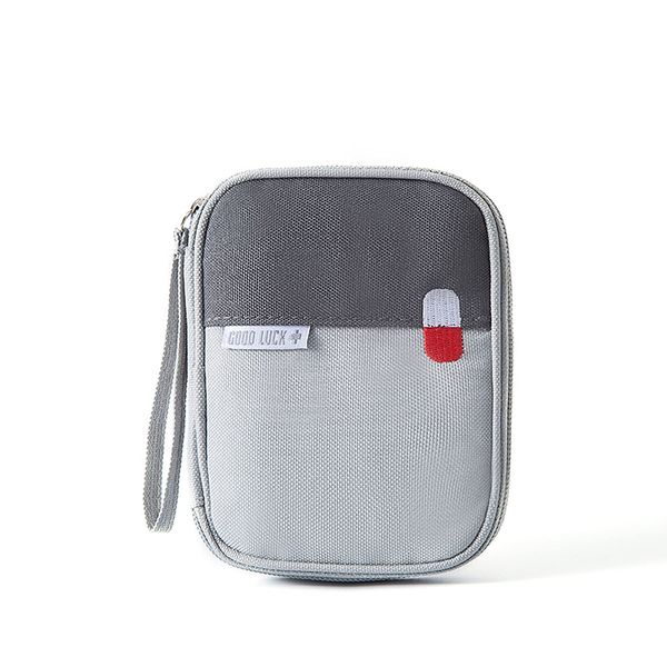 Shujin First Aid Bag Compact First Aid Nylon First Aid Empty Kit Medicine Box Small Portable Medicine Bag for Emergency Home Office Car Outdoors Boat Camping Hiking(Grey，S)