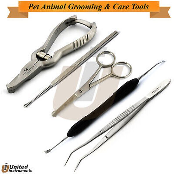 Pet Dog Grooming Kit Paw Claw Cutter Tongs Fur Trimmer Ear Hair Animal Care Tool