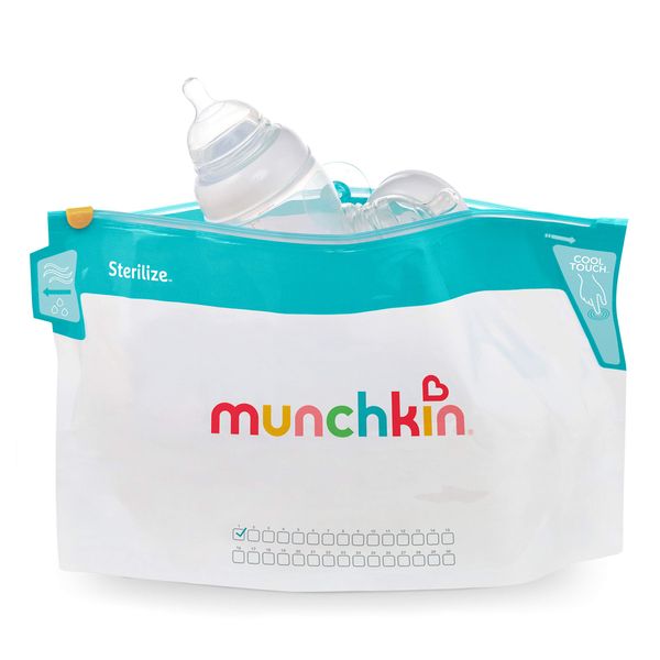 Munchkin Cool Touch Microwave Steriliser Bags, Baby Bottle Teat & Dummy Steriliser, 6 Reusable Baby Steriliser Bags, Cold Water Steriliser & Sterilising Unit Alternative, Mini Travel Steriliser