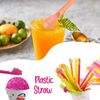 Concession Essentials 200 Count 6oz Snow Cone Cups with 200 8" Neon Spoon Straws