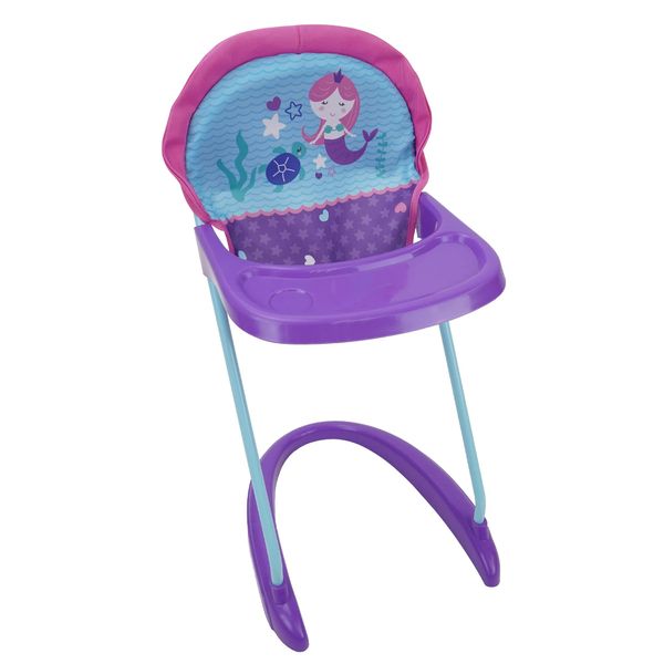 509 Crew Mermaid Doll Highchair - Kids Pretend Play Highchair w/Front Tray & Safety Harness, Feeding Playtime Ages 3+