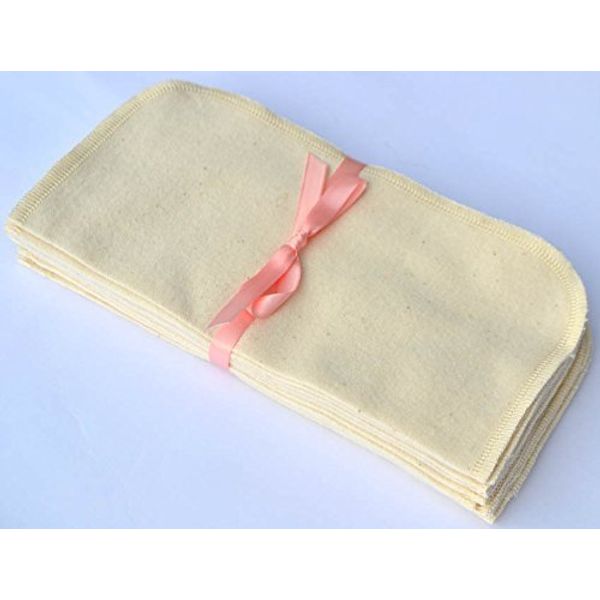 1 Ply Organic Birdseye Washable Baby Wipes 9x9 Inches Set of 10 Matching Organic Cotton Thread