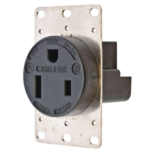 Hubbell Wiring Device-Kellems Receptacle,Single,50A,6-50R,250V,Black