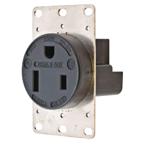 Hubbell Wiring Device-Kellems Receptacle,Single,50A,6-50R,250V,Black