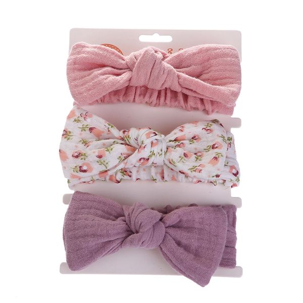 3Pcs Children's Headbands Cotton Crinkle Children's Headbands Set, Stretchy Headbands For Kids, Soft Stretchy, Keeping Your Child's Hair In Place for Toddlers And Preschoolers Active Children (A, L)