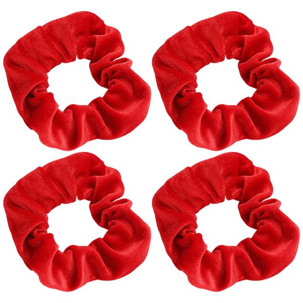 4 Pieces Women's Headbands, Red Velvet Headbands, Ponytail Soft Headbands, Ball Head Curly Headbands, Elastic Headbands, Hair Accessories for Girls and Women