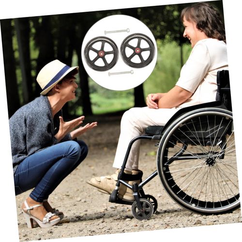 HOODANCOS 2pcs 7 Wheelchair Front Wheel Bearing Wheel Tire Chair Wheelchair Front Anti Tippers Chair Casters Rollators Tires Wheelchair Tire Wheel Rubber Caster Wheel Replace Alloy Walker
