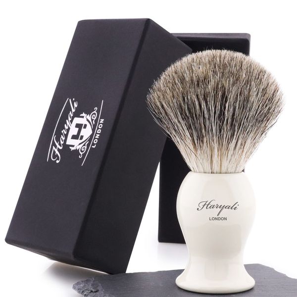 Pure Black Badger Hair Shaving Brush with The Ivory Color Base Comes with The Designer Box Special for Men