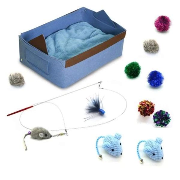 Kitten Cat Toy Cat Bed Starter Kit - Blue