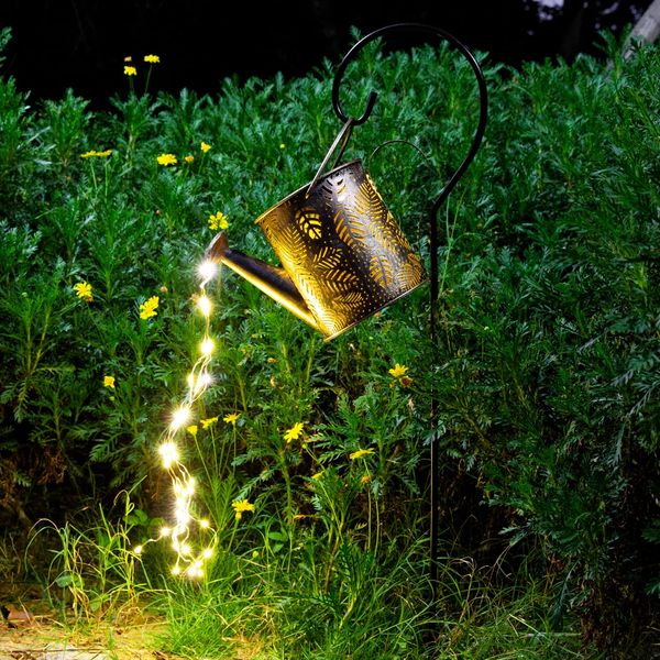 Outdoor Garden Decor Solar Lights, Large Waterproof Watering Can Landscape Lights Hanging Lantern Outside Decorations for Gardening Gift Yard Front Porch Clearance Lawn Driveway Patio Backyard Pathway