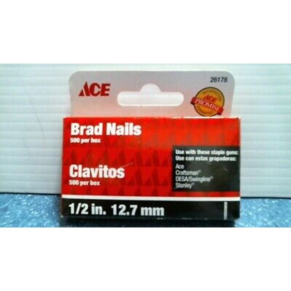 ACE 1/2 IN Brad Nails  500 Per box    ( 26178)  FS