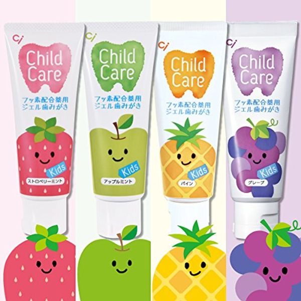 Ci Child Care Set of 4 (Apple Mint, Strawberry Mint, Pine, Grape) (2.5 oz (70 g) / Bottle, For Children To Prevent Tooth Caries