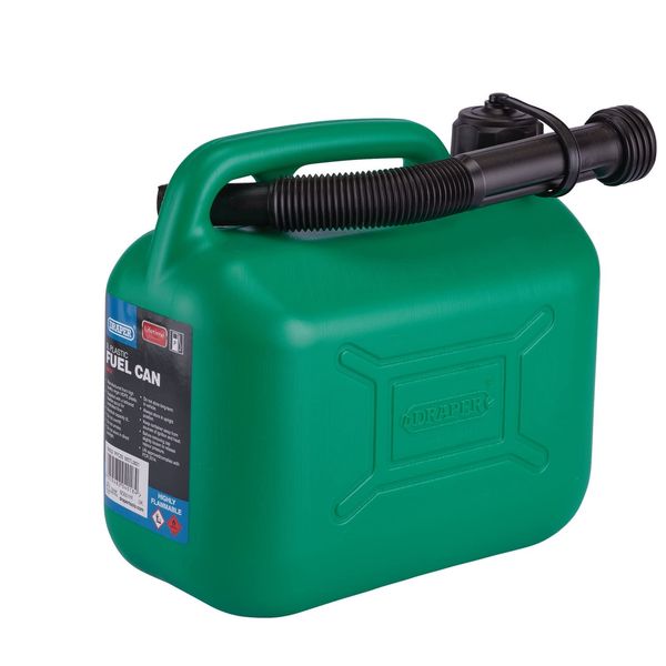 Draper 5L Plastic Petrol Can | Jerry Fuel Diesel Can | 5000cc Water Container | 20mm Flexible Spout Diameter | 290 mm Spout Length | 09052