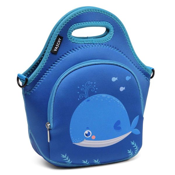 VASCHY Lunch Bag for Kids, Insulated Neoprene Lightweight Lunch Box Bag for Children Boys and Girls School Daycare Kindergarten Whale